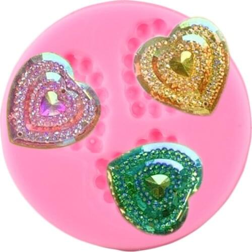 Heart Shape Silicone Molds Cupcake Topper Fondant Mold DIY Wedding Cake Decorating Tools Candy Clay Chocolate Gumpaste Moulds