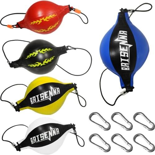 Speed Punch Bag Leather Speed Ball Hanging Boxing Punching Ball, Double End Ball with Boxing Reflex Ball
