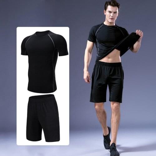 Gym Sports Elasticity Fitness Suit Men Quick Dry Tights Running Set MENS Training Sportswear Clothing