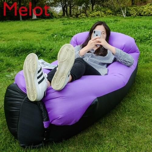 Stylish and Portable Outdoor Inflatable Sofa Lazy Air-Free Mattress Single Camping Lunch Break Recliner Folding Mattress