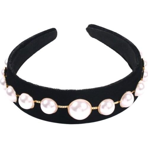Trendy Handmade Imitation Pearl Hair band For Women Black Colour Lady Wedding Hair Jewelry Hair Accessories Gift Lalynnly F17401