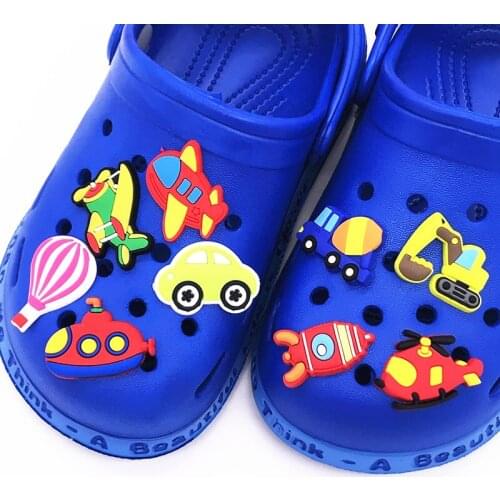 1pcs PVC Transportation Rocket Shoes Accessories Garden Shoe Decorations Fit Croc Jibz Charm Kids Birthday Gifts