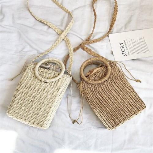 All-match straw woven bag, personalized messenger bag, female bag, fashion shoulder bag, hand-woven bag, handbag