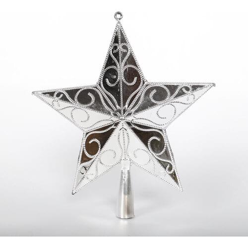 Tree Top Decor Star Beautiful Shimmer Golden/Silver PVC Prop Party Xmas Festival Holiday 3D Christmas Ornament Glittery Large