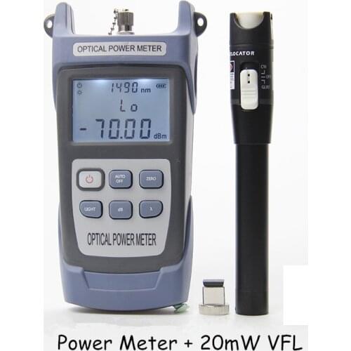 2 in 1 VFL 20mW 20km visual fault locator + Optical Power Meter -70dBm 850/980/1300/1490/1550/1625nm