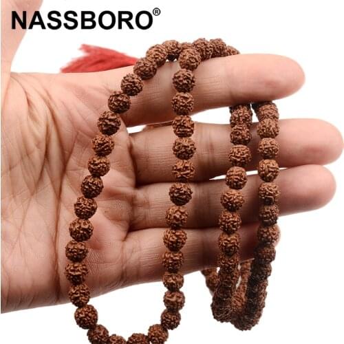 High Quality 7mm Buddhist Rudraksha Beads Jewelry Making Mala Prayer 108pcs Bodhi Bead Stone Tibetan Bracelet Chakras Meditation