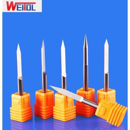 WeiTol 4mm lengthen flat bottom engraving bits PCB router bits acrylic cutting tools cnc machine tools free shipping 48mm