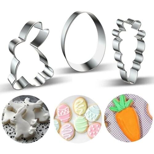 10pcs Easter Stainless Steel Cookie Mold Animal Biscuit Cutter 3D Cartoon Rabbit Molds Baking Tools Party Cupcake DIY Supplies