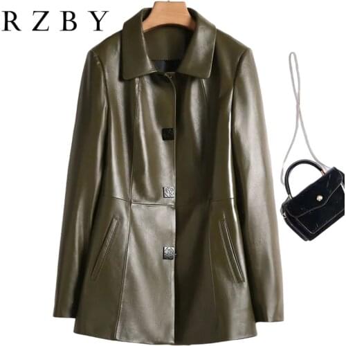100% Real Sheepskin Women Genuine Leather Jacket RealLeatherJaqueta De Couro Feminina With Pockets Trendy Loose 가죽자켓 RZBY633