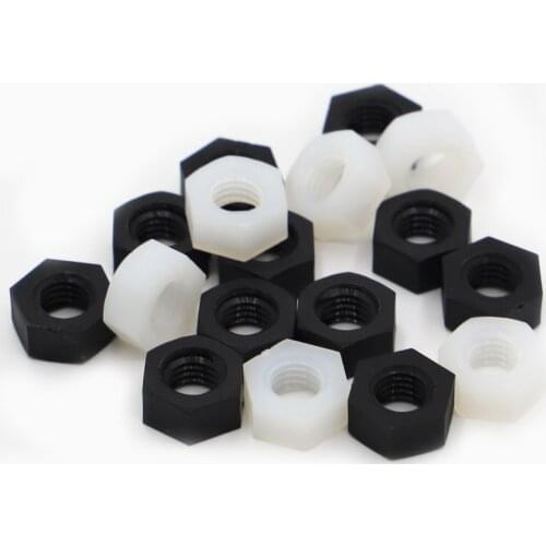 20/50pcs DIN934 M2 M2.5 M3 M4 M5 M6 M8 M10 M12 Black / White Nylon Hex Nut Hexagon Plastic Nuts