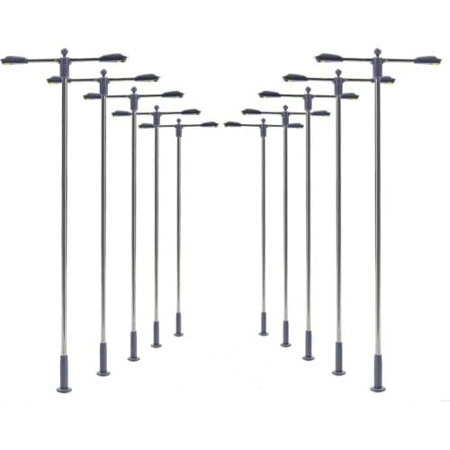 Double-headed Steel Tube Lamp 20 Model Toys 3V Scale Building Courtyard Street Lamp Scene Making Train Color Lighting