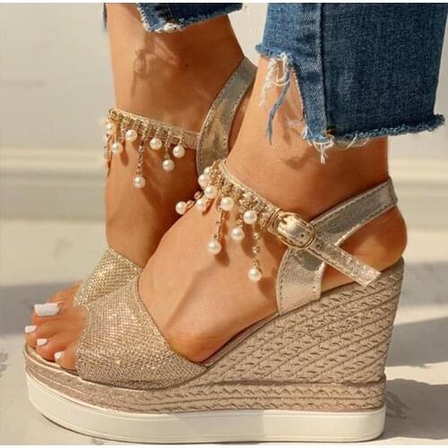 2021 New Fashion Casual Ladies Wedge Sandals Platform Sandals Buckle Open Toe Platform Sandals