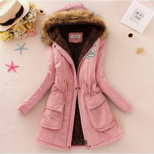 2021 Winter Warm Velvet Plus Thicken Fur Hooded Jacket Parkas Long Sleeve Pockets Zipper Hoodies Outfit Coat Slimming Waist Coat