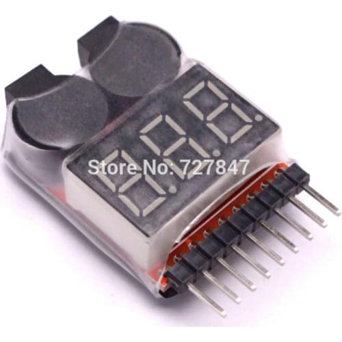 3.7-30V 1-8S Lipo/Li-ion/Fe Battery Voltage 2IN1 Tester Low Voltage Buzzer Alarm