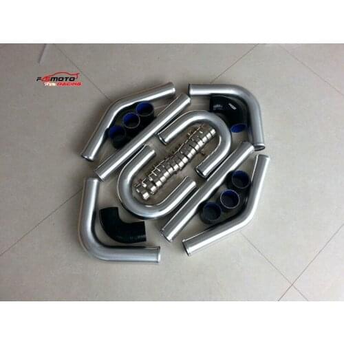 3"inch 76 mm Aluminum Universal Intercooler Turbo Piping + Black Hose + T-Clamp
