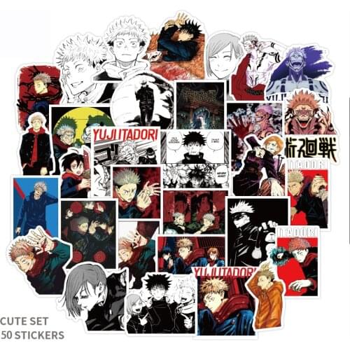50PCS Anime Jujutsu Kaisen Stickers Gojo Satoru Kugisaki Nobara Zenin Maki Laptop Luggage Skateboard Kids Toys Cosplay Props