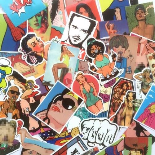 52Pcs Sexy personality Pvc Waterproof Stickers For Laptop Motorcycle Skateboard Luggage Guitar Decal Toy Sticker Home Decor