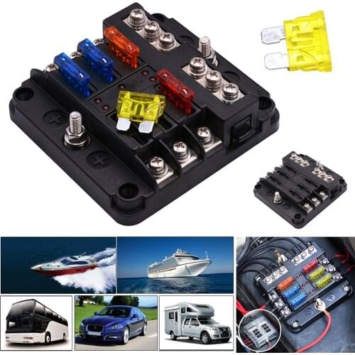 6 Way Blade Fuse Holder Box Block Bag 12V/24V Car Truck Boat Marine Bus RV Van Fuses Auto Replacement Parts Accessories