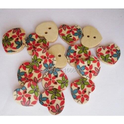 Wood Sewing Button Scrapbooking Love Two Holes Pattern 18mm Dia,100 PCs 2015 new C-11
