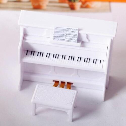 1/12 Scale Wooden Dollhouse Miniature Mini Piano Cabinet Chairs Modern Furniture Decoration for Dolls Living Room Accessories