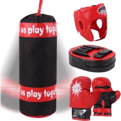 Kids Boxing Gloves Kit Punching Bag Decompression Sandbag Toy Set