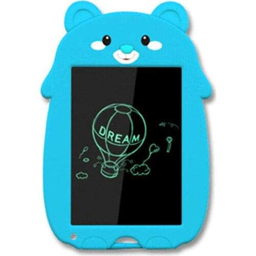 Writing Board 8.5 Inch LCD Blue bear Cartoon Erasable with Lock Screen Monochrome&Color Thick Pen Learning Toys for Children