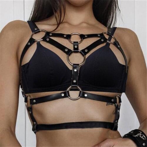 DYEFROB Fashion Leather Bra Strap Tight Lingerie Sexy Suspenders Bdsm Top Harajuku Chest Strap Waist Belt Ladies Garter Sex Toys