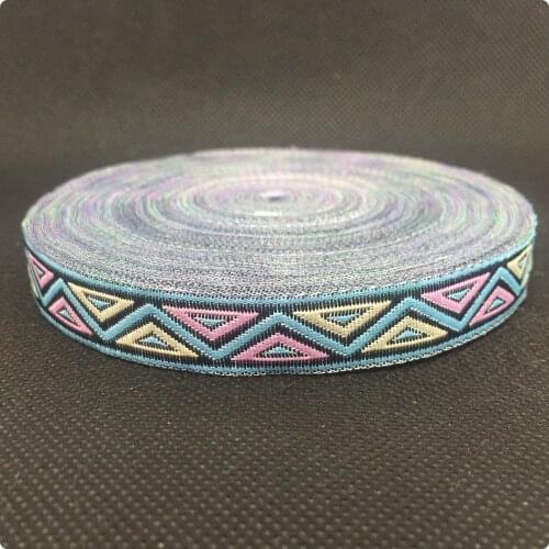 HOT!!!2015 NEW ribbon wholesale 1/2' 13mm 17yard/sets 100% polyester Woven Jacquard ribbon Blue/pink/yellow wavy lace