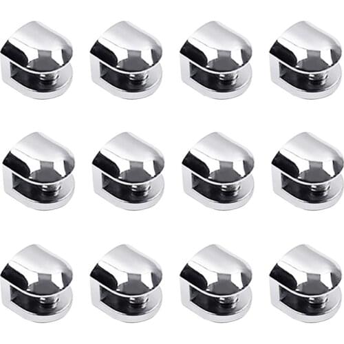 GTBL 12Pcs Glass Brackets Adjustable Zinc Alloy Glass Clip Shelf Clamp Holder Flat Back Mount Holder for Staircase Handrail