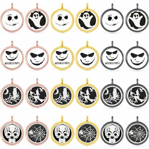 Ghost Owl Witch gold/rose gold/black 30mm Perfume Aromatherapy locket essential oil Diffuser Locket pendant fit necklace