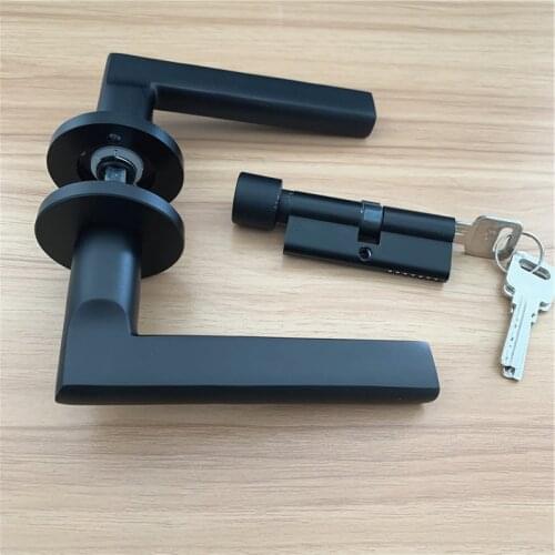 LCH Modern Style Aluminium Alloy Matte Black Door Handle DOOR KNOB WITH Lock Keys DOOR Pull Hardware Furniture Pull