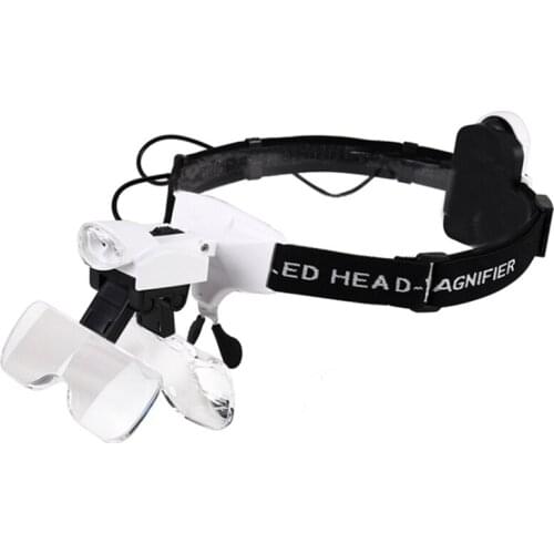 LED Helmet Magnifying Glass 5 High-definition Multiple Lens Headband Magnifier Eye Glasses Loupe Third Hand for Soldering