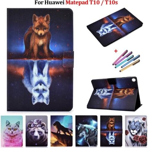 Fashion Lion Wolf Fox Animal Tablet For Huawei Matepad T 10s Case PU Leather Slim Cover Funda for Huawei Matepad T10 T10s Case