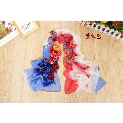 Fashion silk scarf chiffon shawl long scarves women/Peony fashion printed chiffon long scarves 1pcs/lot SW05