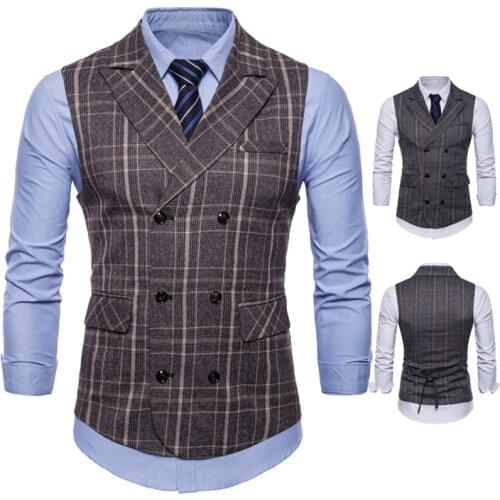 2021 Smart Casual Suit Vest Men Business Vest Waistcoat Men Fashion Formal Dress Vest Single Breasted Classic V-neck Wedding Top