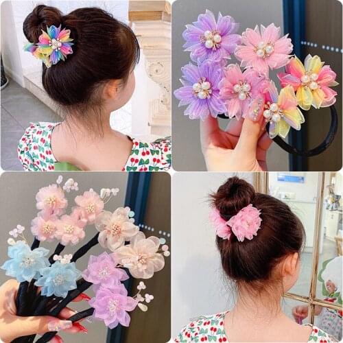 New Bowknot Flower Magic Bun Maker Hairbands Donut Flower Hair Bands Fashion Girls DIY Hairstyle Headband Tools Accessories