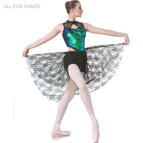 New Green sequin Top Bodice with black lace Lyrical Dance Costume Women Ballet Costume Dance Dress Girl Dance Costumes