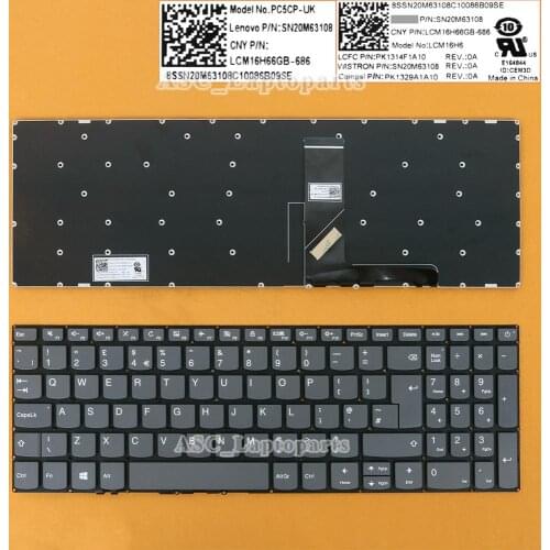 New UK English QWERTY Keyboard For Lenovo Ideapad gaming L340-15IRH V130-15IGM(81HL) V130-15IKB(81HN) Gray Black