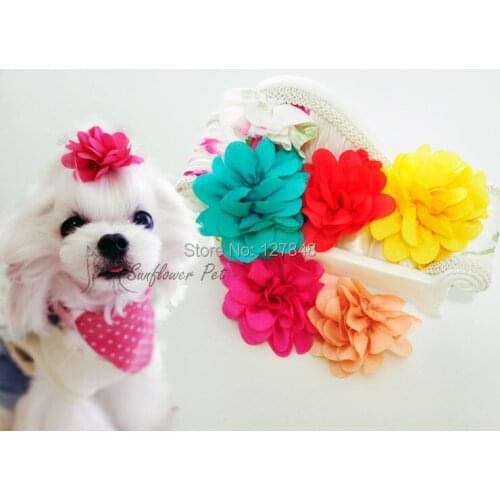 Selling high-quality multi-layer chiffonChildren pet teddy Yorkshire dream hairpin headdress flower pet hairpin 50pc/lot