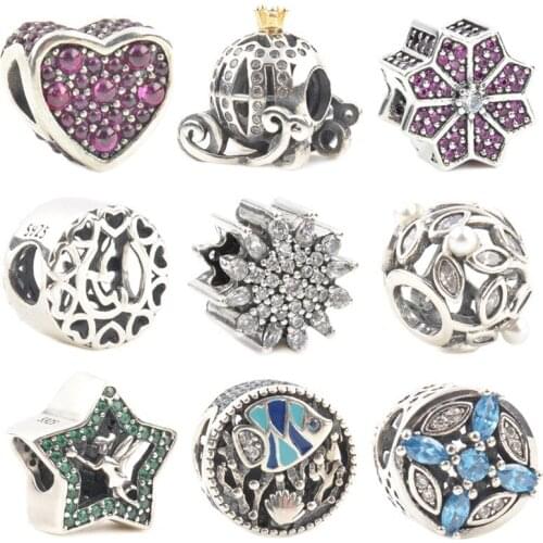 Russia DIY Charm Bead 100% Authentic 925 Sterling Silver Bead Fit Original Bracelet Women Jewelry perle perla for Collar Joyeria