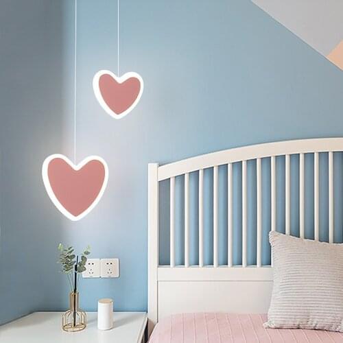 Modern heart-shaped / butterfly / flower led chandelier lamps manicure shop cafe bar restaurant girl bedroom bedside lights