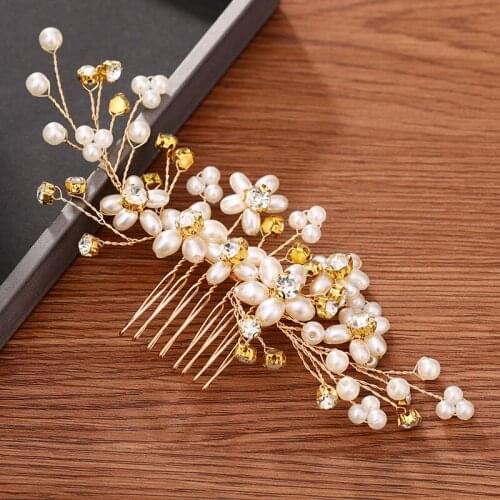 Bridal Hair Comb Wedding Hair Accessories Women Head Ornaments Pearl Rhinestone Wedding Hair Comb Jewelry Bridal Headpiece