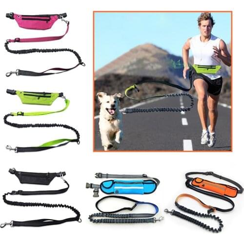 Reflective Handsfree Pet Leash With Waist Bag Adjustable Waist Elastic Pet Running Leash Dog Traction Belt Rope Pet Supplies