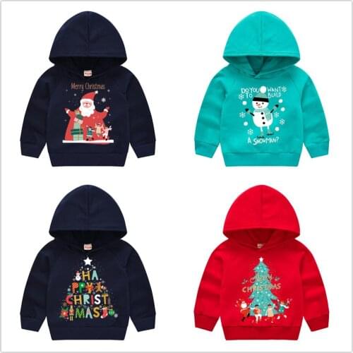 2020 Baby Boys Hooded Sweater Christmas Sweatshirts Toddler Hoodies Jacket Girls Pullover Clothes Snowman Santa Top 12 3 4 5 6T