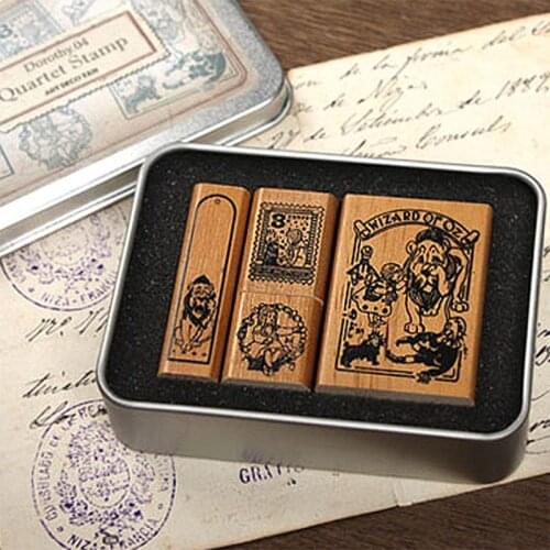 Vintage Decoration Stamp Set DIY wooden rubber stamps for scrapbooking standard Y4UD