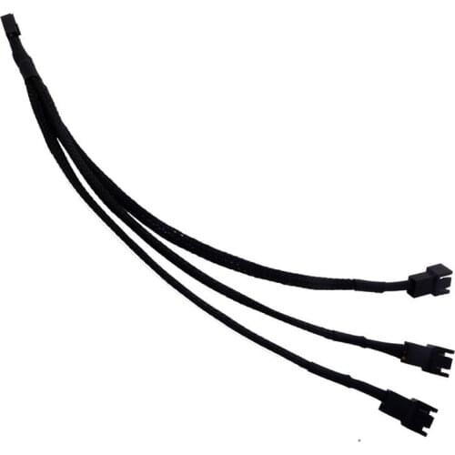 High Quality 4 Pin PWM Fan Cable 1 To 3 Ways 1PC Splitter Black Sleeved 27cm Length Extension Cable Connector