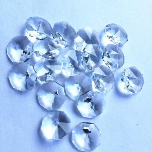 Top Quality ( Different hole ) 14mm Clear 500pcs K9 Crystal Octagon Beads Diy Wedding Decoration Glass Chandelier Accessories