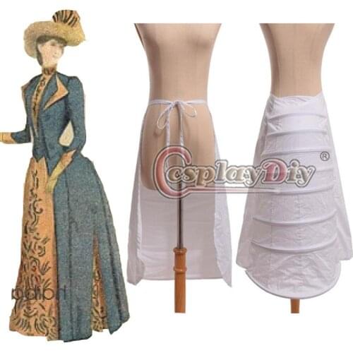 Cosplaydiy Voctorian Ladys Cage Frame Bustle Underskirt Petticoat Short Length Crinoline Back Pannier Hoop Petticoat L320