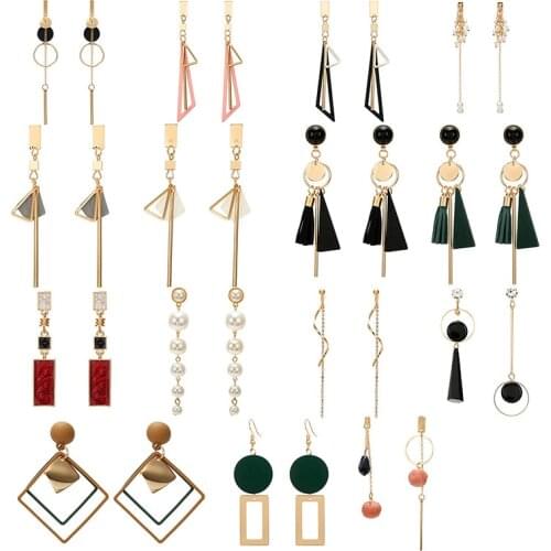 Fashion Korean Earrings 2019 Flower Geometric Long Asymmetry Circle Ear Acrylic Big Dangling Earrings Women Valentines Gifts