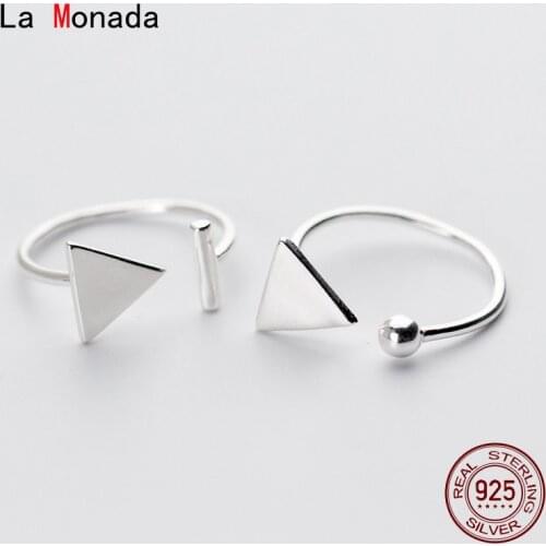 La Monada Triangle Ball Stick Women Ring 925 Sterling Silver Minimalist Rings For Women 925 Silver Fine Jewerly Rings Woman Open